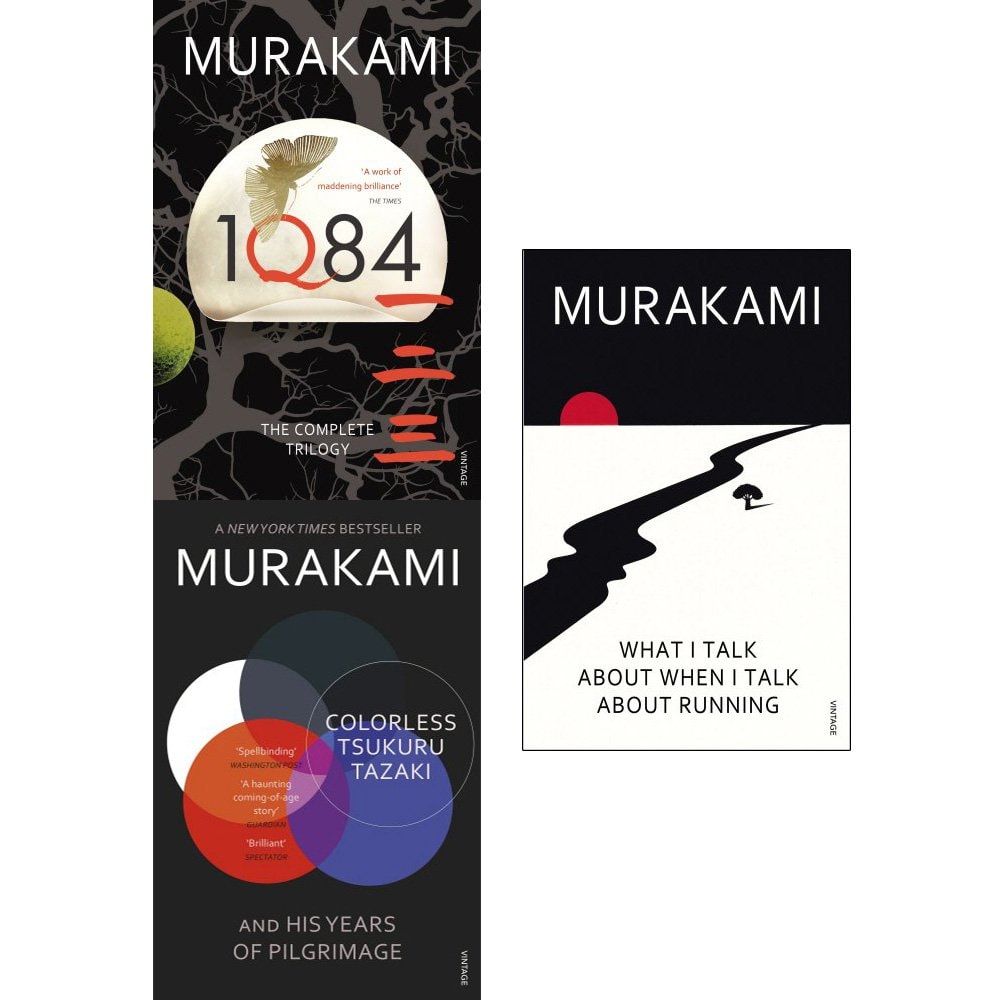 1Q84, colorless tsukuru tazaki and what i talk about when i talk about running 3 books collection set