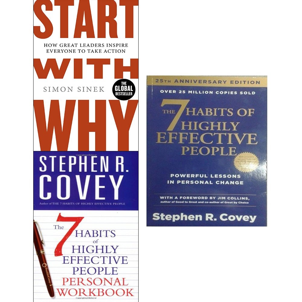 Start with why and 7 habits of highly effective people personal workbook 3 books collection set