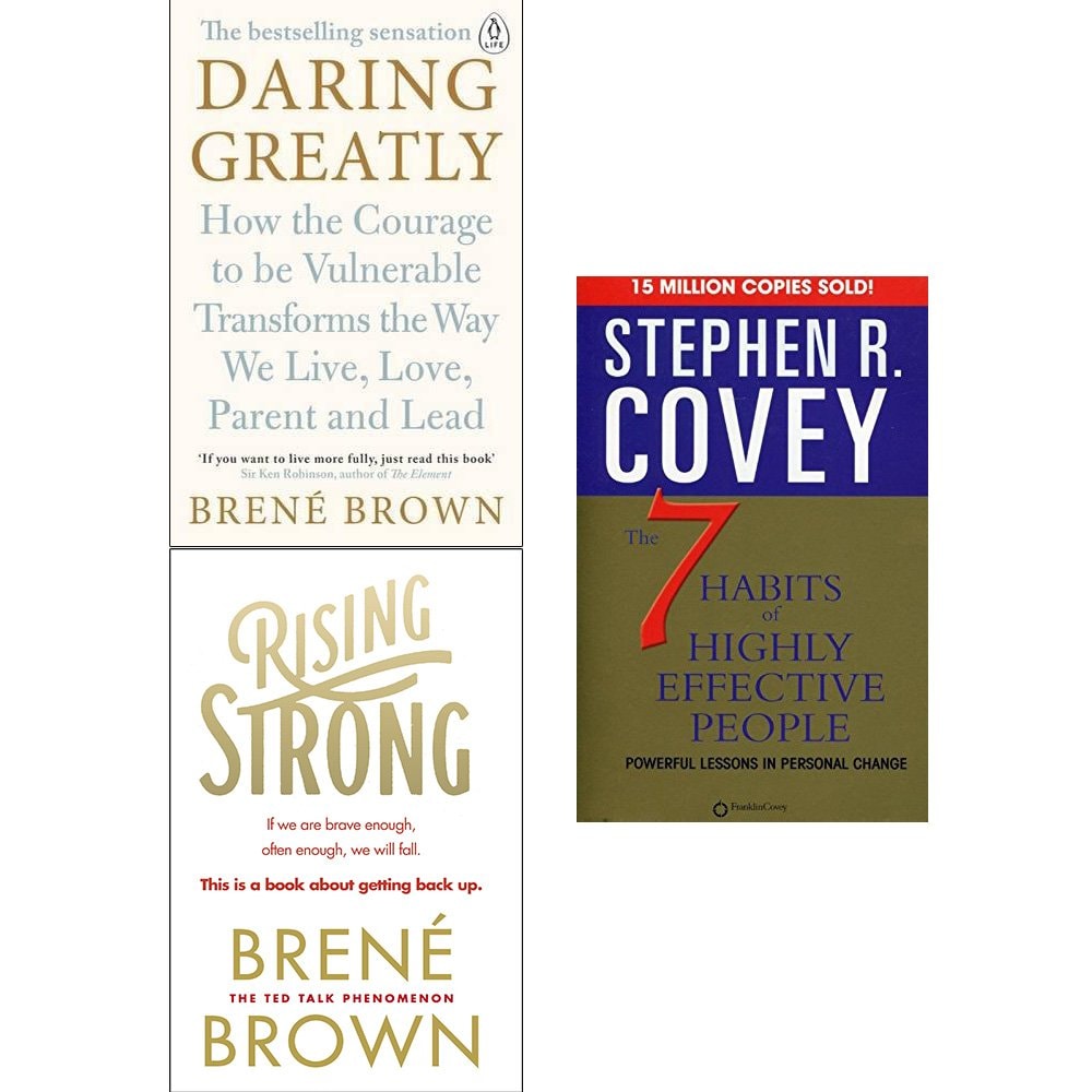 Daring greatly, rising strong and 7 habits of highly effective people 3 books collection set