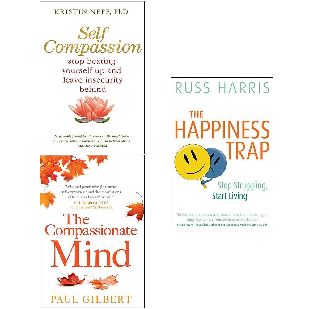Happiness Trap, Self Compassion, The Compassionate Mind 3 Books Collection Set