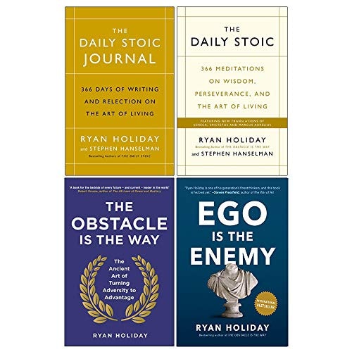 Ryan Holiday 4 Books Collection Set (The Daily Stoic Journal [Hardcover], The Daily Stoic, The Obstacle Is The Way, Ego Is The Enemy)
