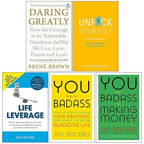Daring Greatly, Unfck Yourself, Life Leverage, You Are a Badass, at Making Money 5 Books Collection Set