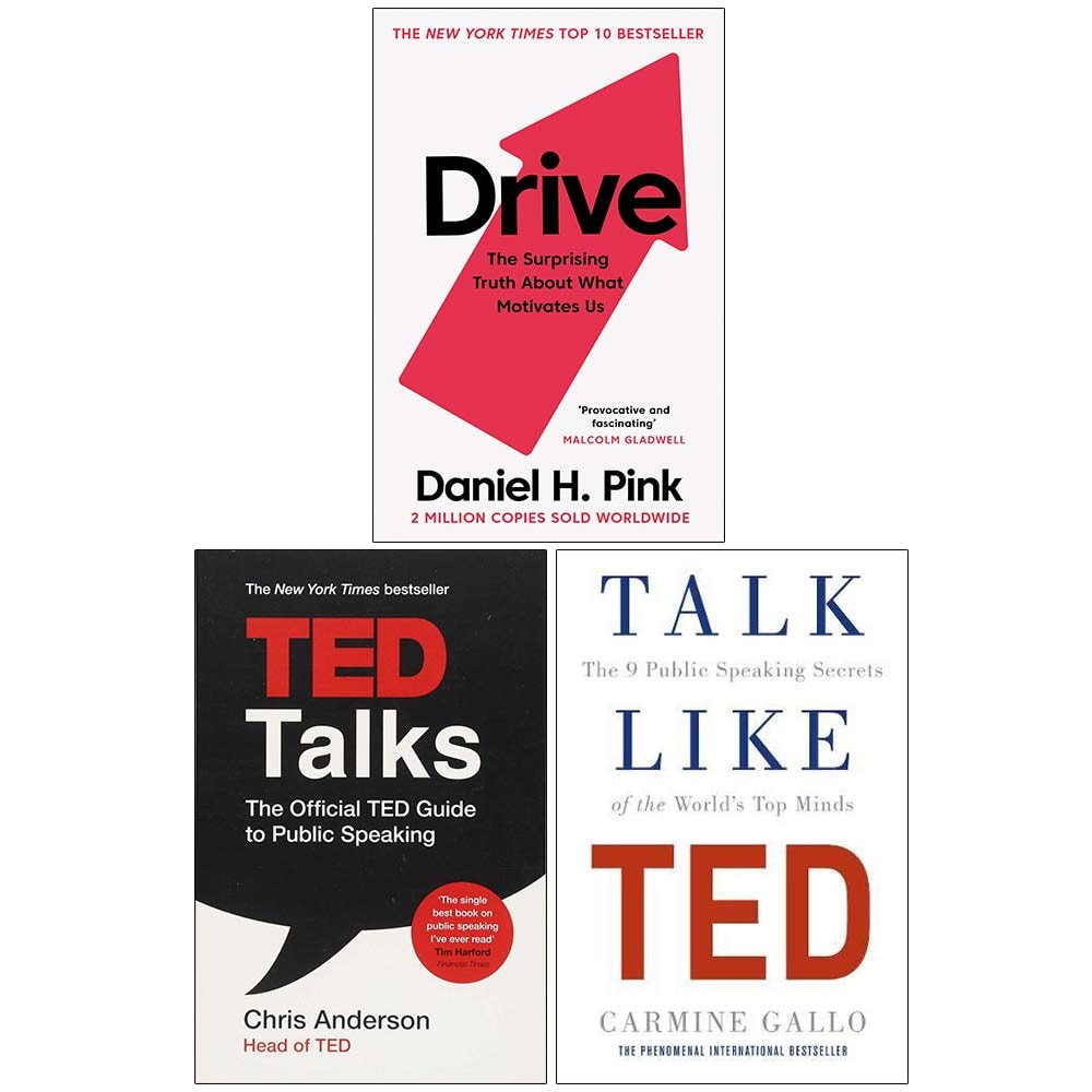 Drive Daniel Pink, Ted Talks, Talk Like Ted 3 Books Collection Set