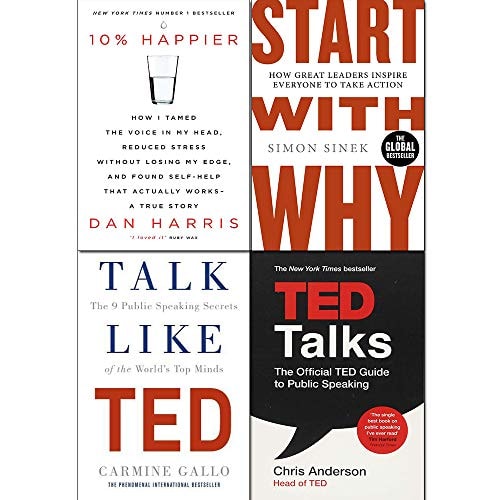 Start With Why, 10% Happier, Talk Like TED, TED Talks 4 Books Collection Set