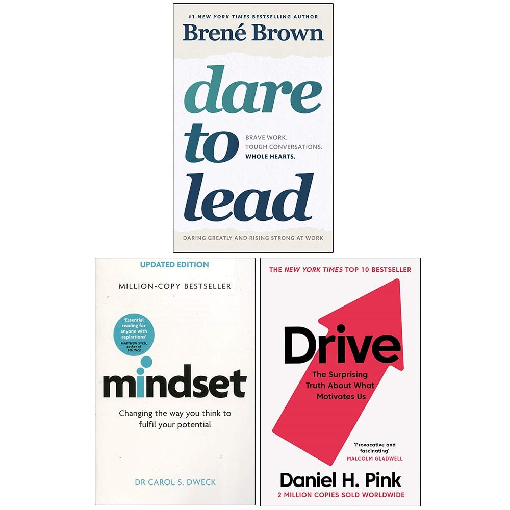 Dare to Lead, Mindset, Drive Daniel Pink 3 Books Collection Set