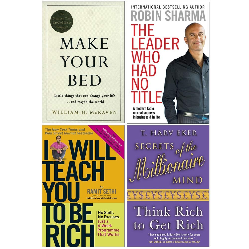 Make Your Bed [Hardcover], The Leader Who Had No Title, I Will Teach You To Be Rich, Secrets of the Millionaire Mind 4 Books Collection Set