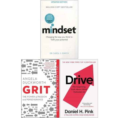 Mindset - Updated Edition, Grit: Why passion and resilience are the secrets to success, Drive The Surprising Truth About What Motivates Us 3 Books Collection Set