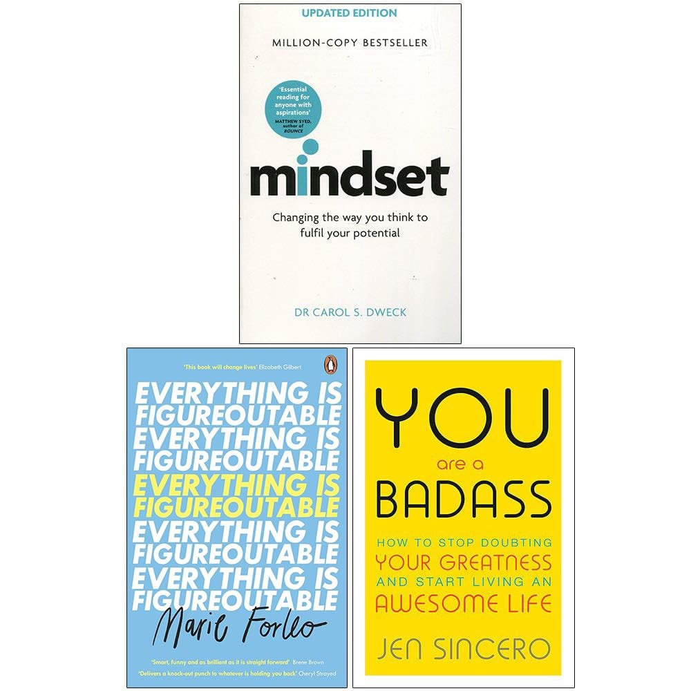 Mindset, Everything Is Figureoutable, You Are A Badass 3 Books Collection Set