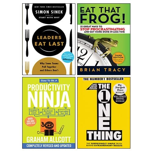 Leaders Eat Last, One Thing, How to be a Productivity Ninja, Eat That Frog! 4 Books Collection Set