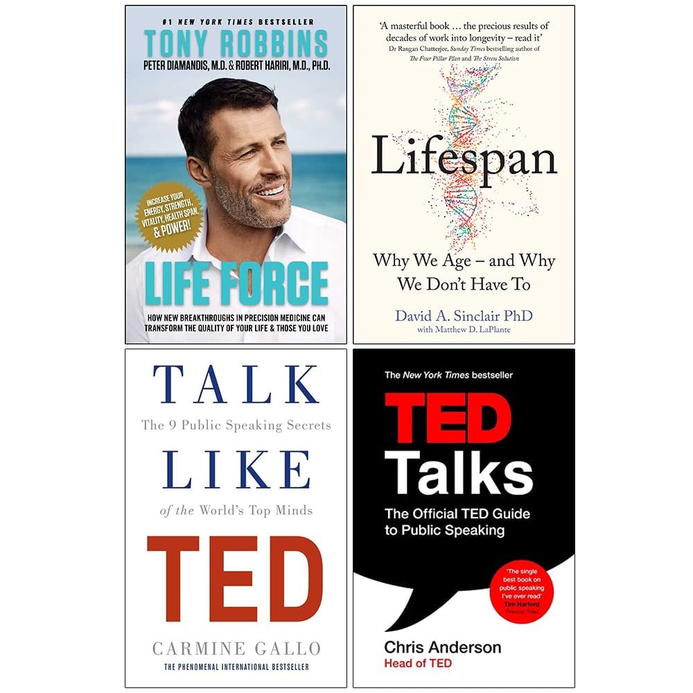 Life Force, Lifespan[Hardcover], Talk Like TED, TED Talks 4 Books Collection Set