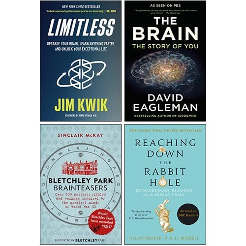 Limitless Expanded Edition [Hardcover], The Brain, Reaching Down the Rabbit Hole, Bletchley Park Brainteasers 4 Books Collection Set