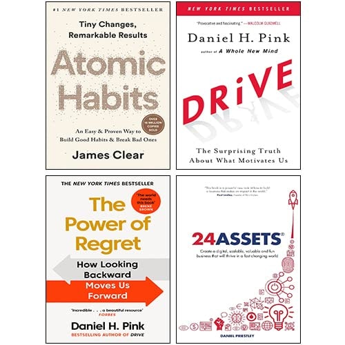 Atomic Habits, Drive, The Power of Regret, 24 Assets 4 Books Collection Set
