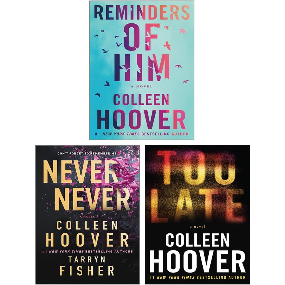 Colleen Hoover 3 Books Collection Set (Never Never, Reminders of Him, Too Late)
