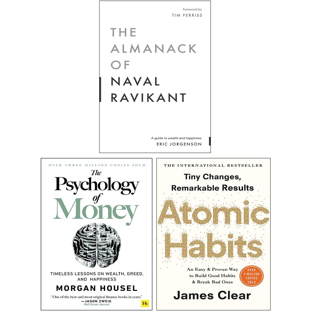 The Almanack of Naval Ravikant, The Psychology of Money, Atomic Habits 3 Books Collection Set