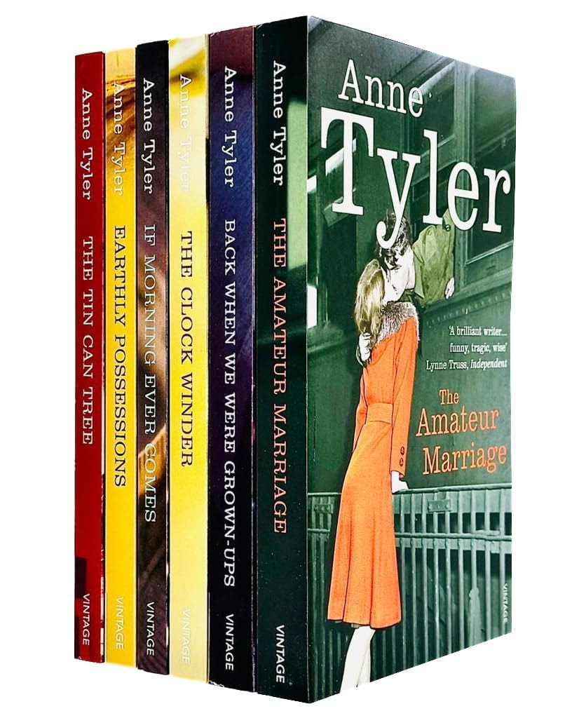 Anne Tyler 6 Book Collection Set (The Tin Can Tree, Earthly Possessions, If Morning Ever Comes, The Clock Winder, Back When We Were Grown Ups, The Amateur Marriage)