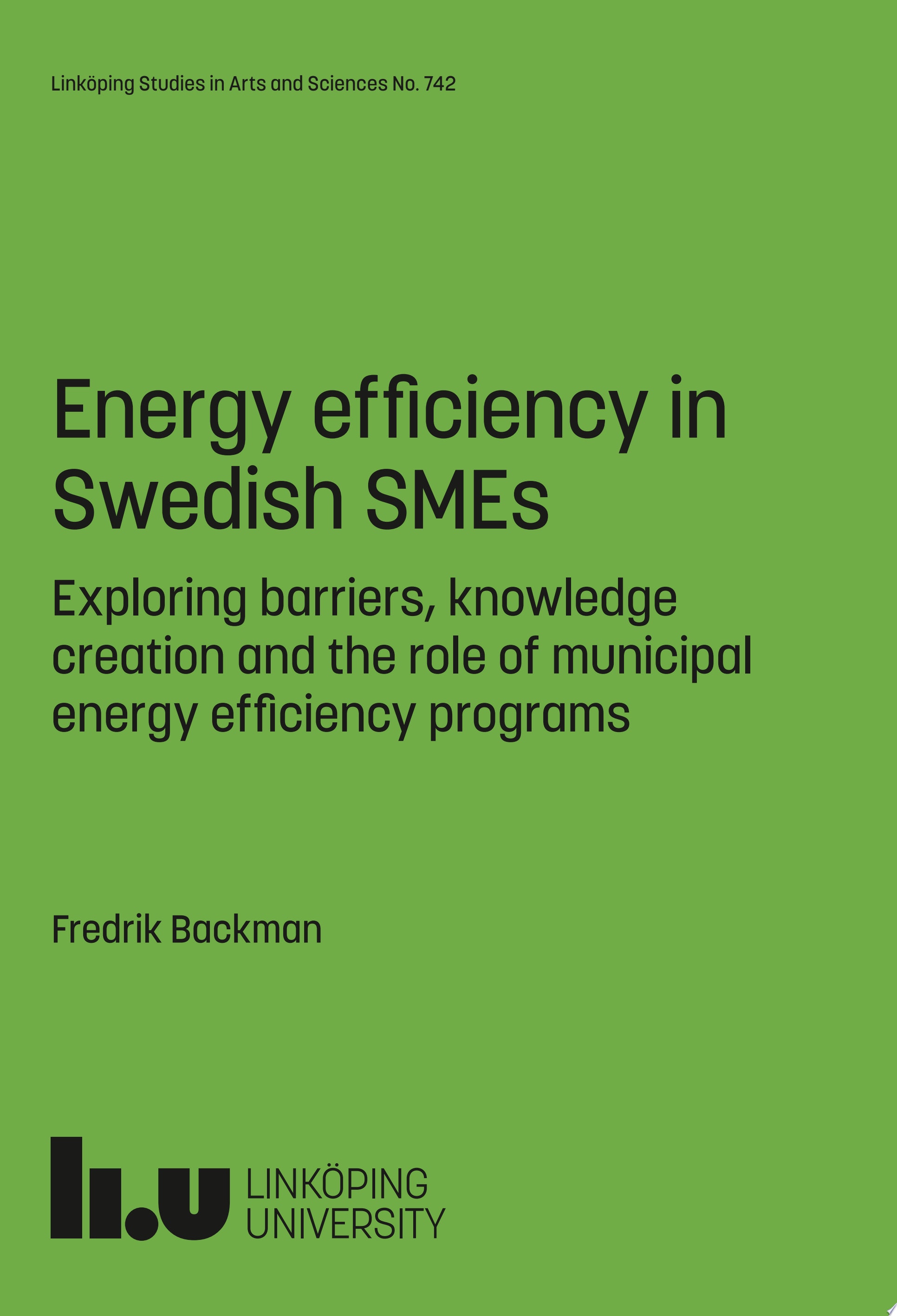 Energy efficiency in Swedish SMEs Exploring barriers, knowledge creation and the role of municipal energy efficiency programs