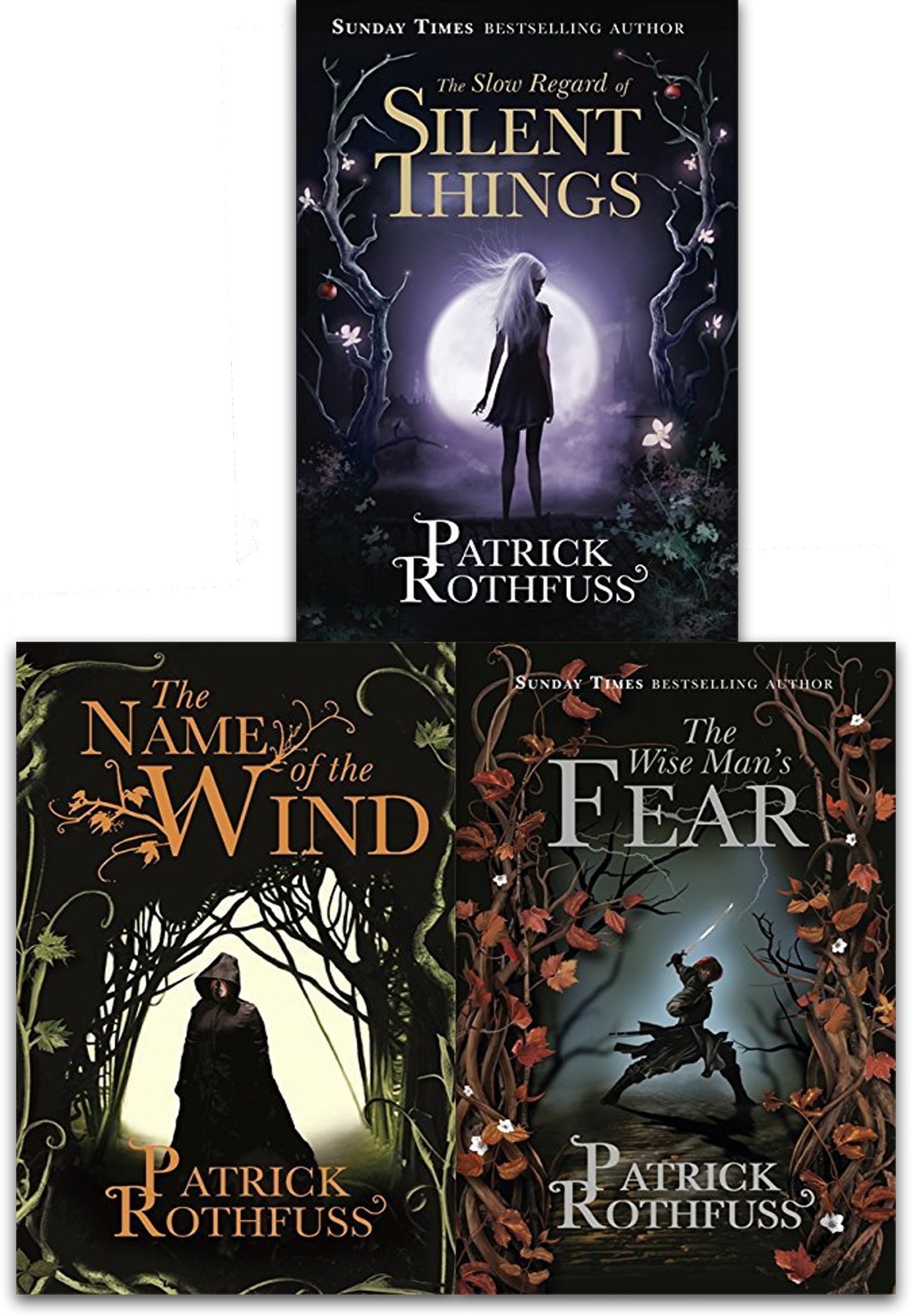 The Kingkiller Chronicle Collection Patrick Rothfuss 3 Books Set (The Wise Mans Fear, The Slow Regard of Silent Things, The Name of the Wind)