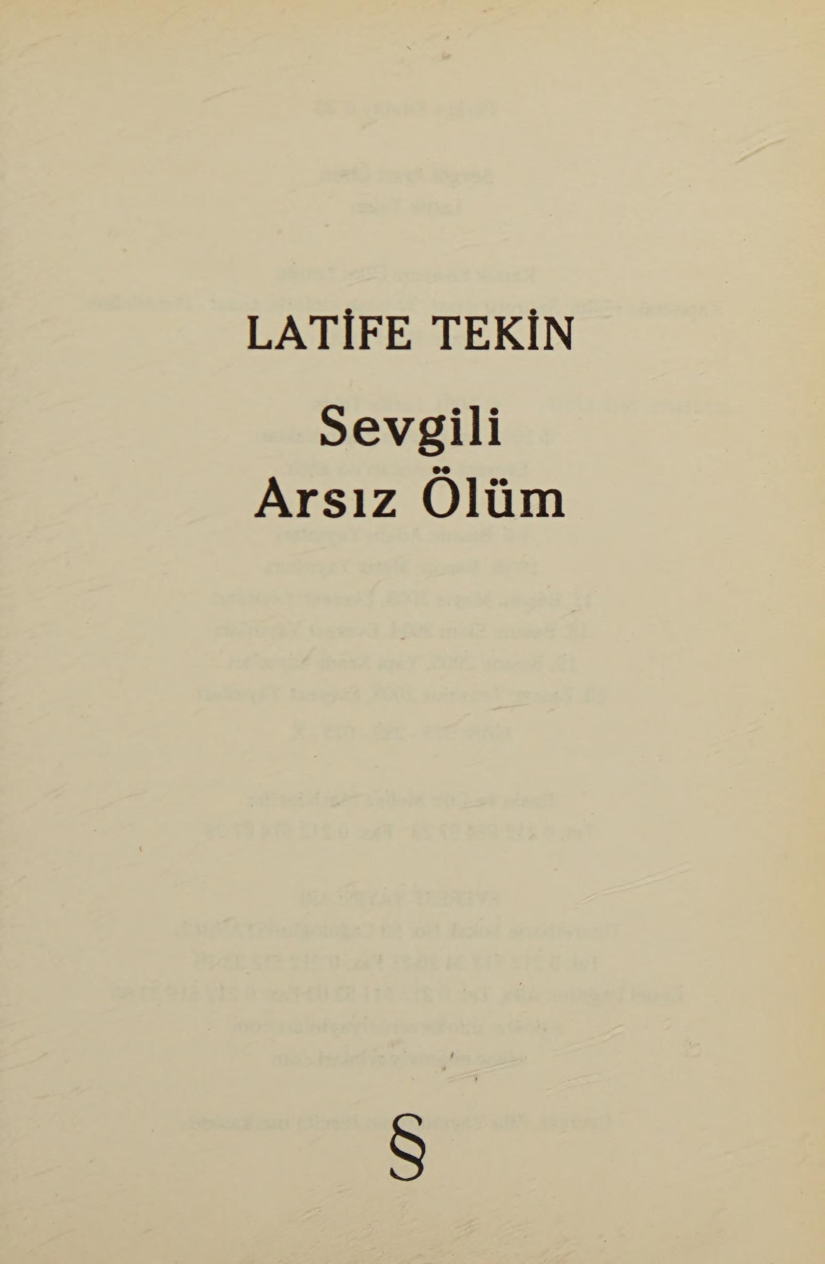 Sevgili arsız ölüm