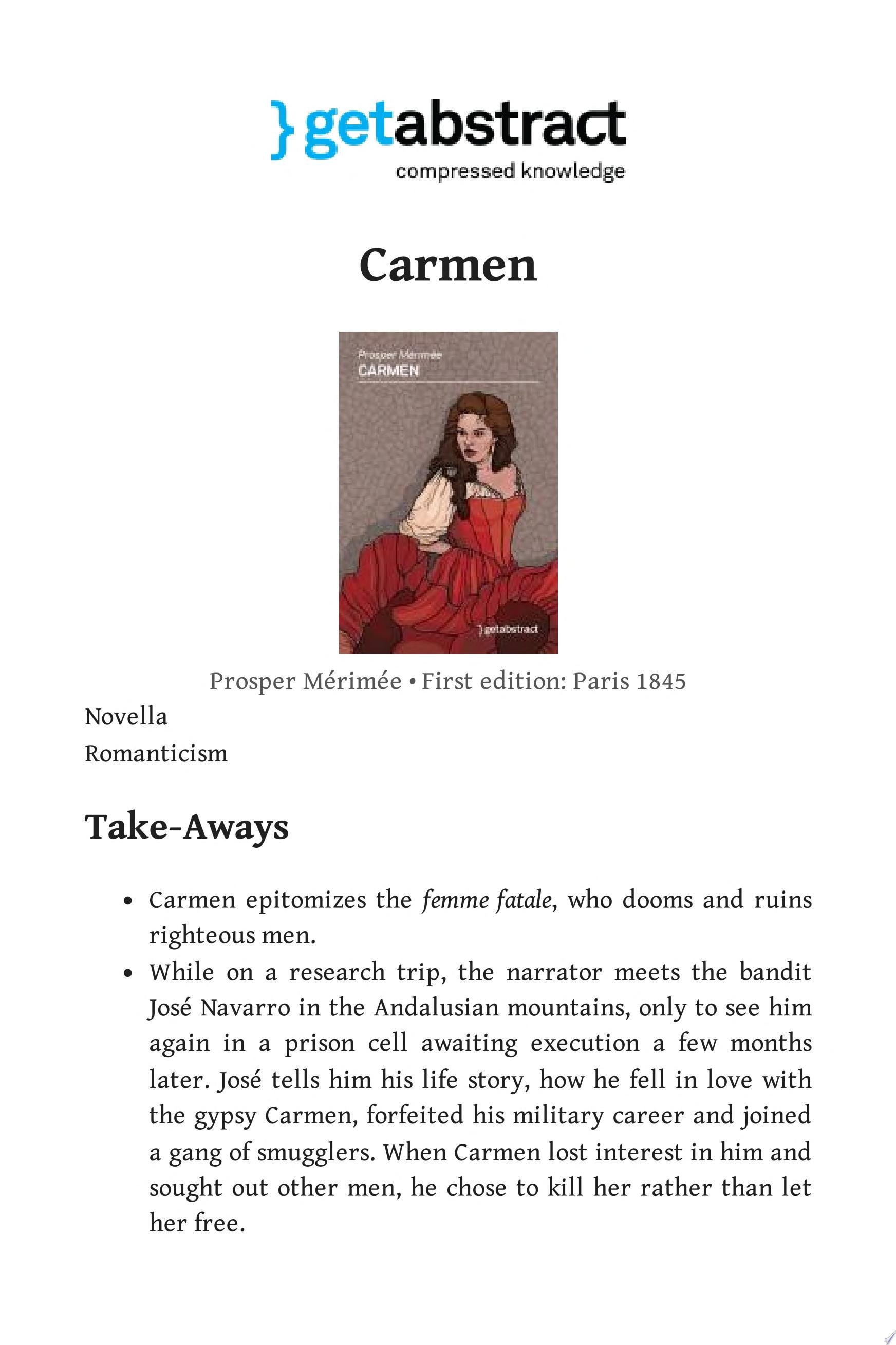 Summary of Carmen by Prosper Mérimée