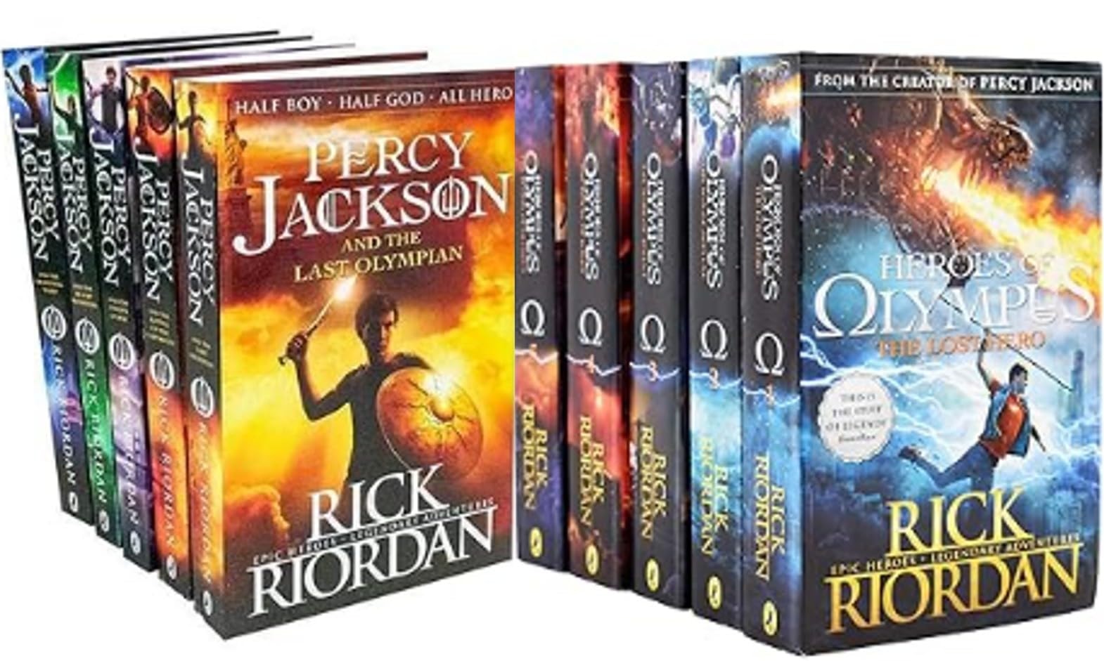 Rick Riordan Percy Jackson and Heroes of Olympus 10 Book Set (The Lightning Thief, The Last Olympian, The Titan's Curse, The Sea of Monsters, The Battle of the Labyrinth, The Lost Hero and more)