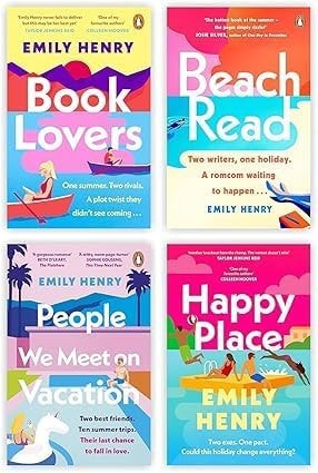 Emily Henry 4 Books Collection Set: Book Lovers, Beach Read, People We Meet on Vacation & Happy Place